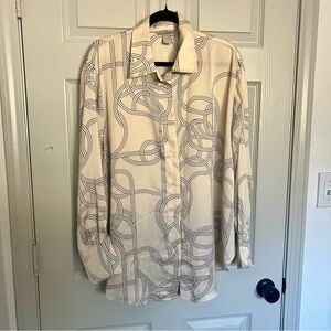 H&M Cream and Black Patterned Blouse
